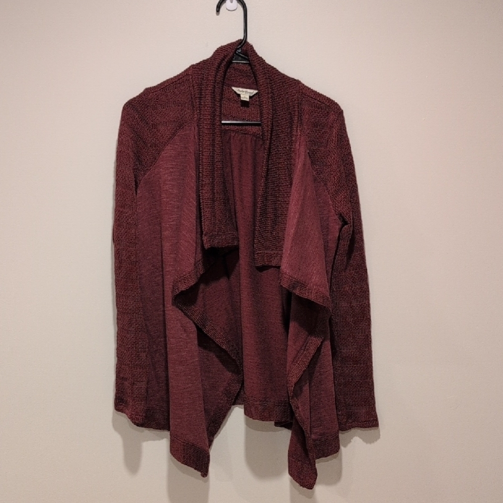 Lucky Brand Burgundy Open Front Cardigan
